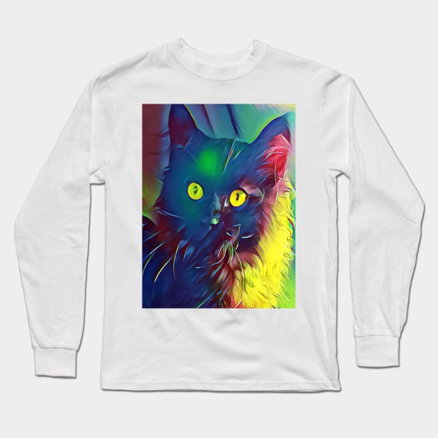 Hank of Insta Black Cat Long Sleeve T-Shirt by HankofInsta